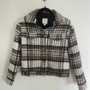 Joie Black, Brown and White Plaid Jacket